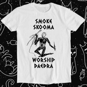 Smoke Skooma Worship Daedra Meme Elder Scrolls Gamer Graphic Statement Tee 159